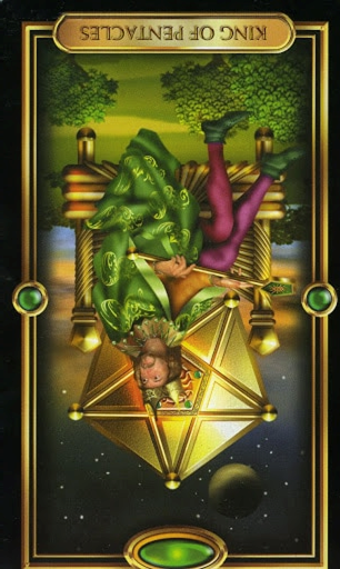 reversed king of pentacles gilded tarot