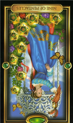 reversed nine of pentacles gilded tarot
