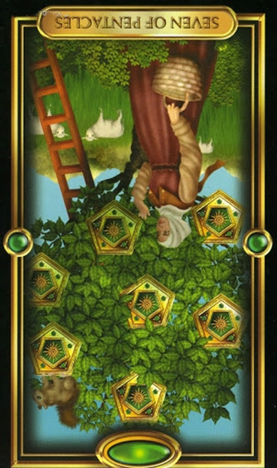 reversed seven of pentacles gilded tarot