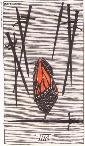 Meaning of Eight of Swords Wild Unknown Tarot in the reversed position