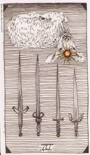 Meaning of Four of Swords Wild Unknown Tarot in the reversed position