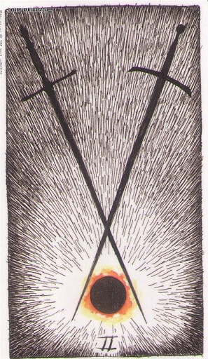 Meaning of Two of Swords Wild Unknown Tarot in the reversed position