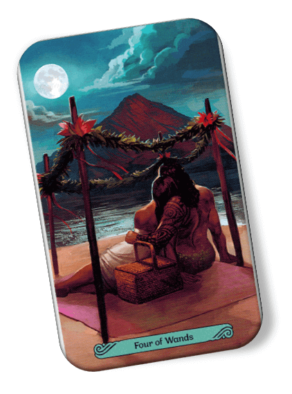 Image description on Four of Wands Mermaid Tarot