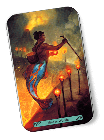  Image description on Nine of Wands Mermaid Tarot