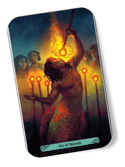 Image description on Six of Wands Mermaid Tarot