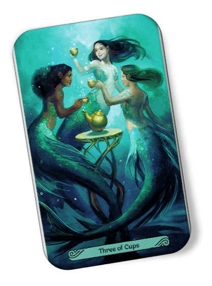 Image description on Three of Cups Mermaid Tarot