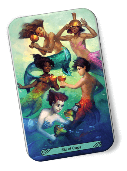 Image description on Six of Cups Mermaid Tarot