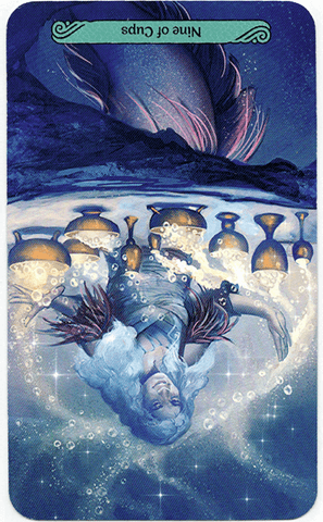 Meaning of Nine of Cups Mermaid Tarot in the reversed