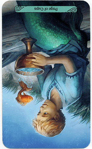 Meaning of Page of Cups Mermaid Tarot in the reversed 