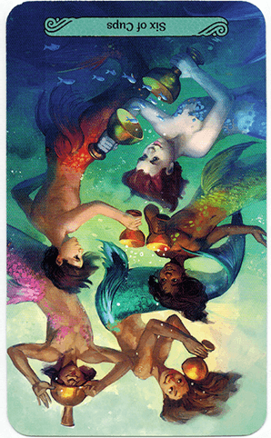 Six of Cups Mermaid Tarot reversed meanings