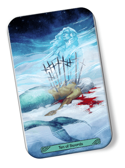 Image description on Ten of Swords Mermaid Tarot