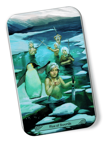 Image description on Five of Swords Mermaid Tarot