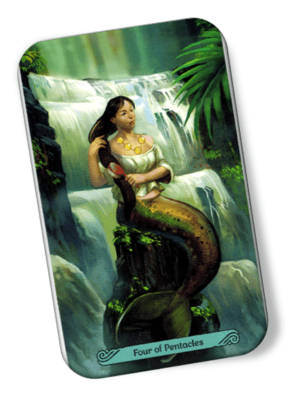 Image description on Four of Pentacles Mermaid Tarot