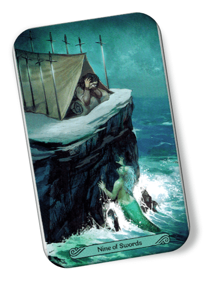 Image description on Nine of Swords Mermaid Tarot