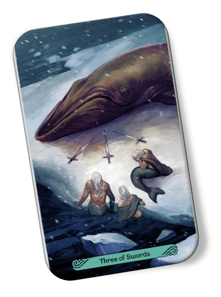 Image description on Three of Swords Mermaid Tarot