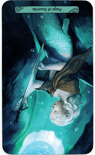 Meaning of Page of Swords Mermaid Tarot in the reversed position