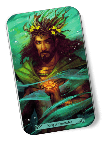 Image description on King of Pentacles Mermaid Tarot