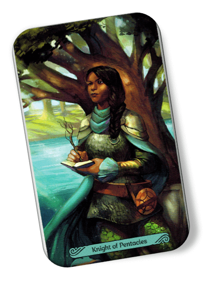 Image description on Knight of Pentacles Mermaid Tarot