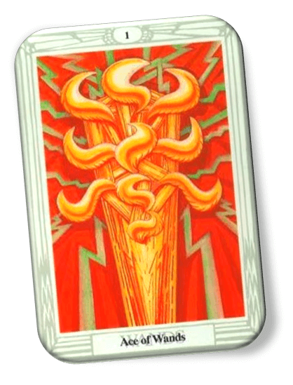 Analyze and describe the Ace of Wands Thoth Tarot