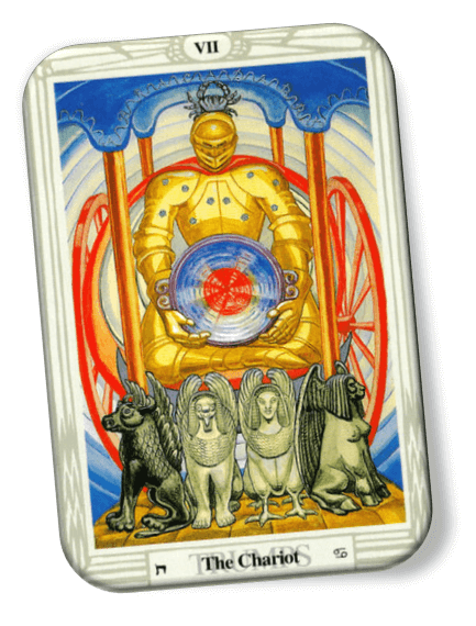 Analyze and describe the Chariot Thoth Tarot