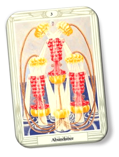 Analyze and describe 3 of Cups Thoth Tarot