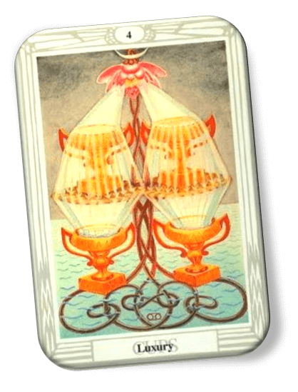 Analyze and describe 4 of Cups Thoth Tarot
