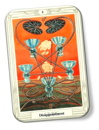 Analyze and describe 5 of Cups Thoth Tarot