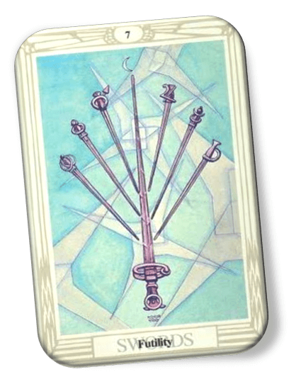 Analyze and describe the 7 of Swords Thoth Tarot