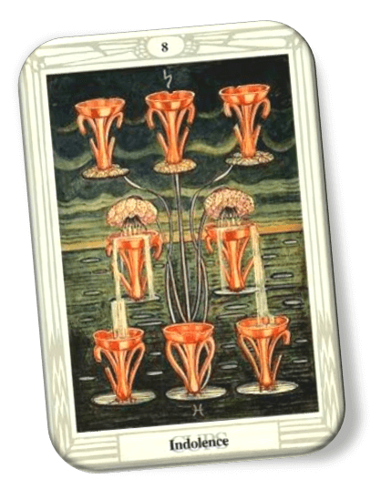 Analyze and describe 8 of Cups Thoth Tarot