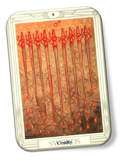 Analyze and describe 9 of Swords Thoth Tarot