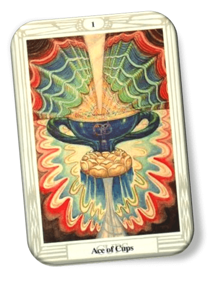 Analyze and describe the Ace of Cups Thoth Tarot