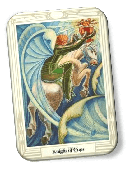 Analyze and describe the Knight of Cups Thoth Tarot