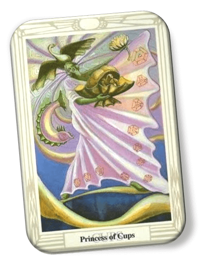 Analyze and describe the Princess of Cups Thoth Tarot