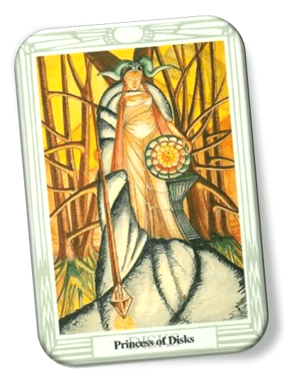  Analyze and describe the Princess of Disks Thoth Tarot